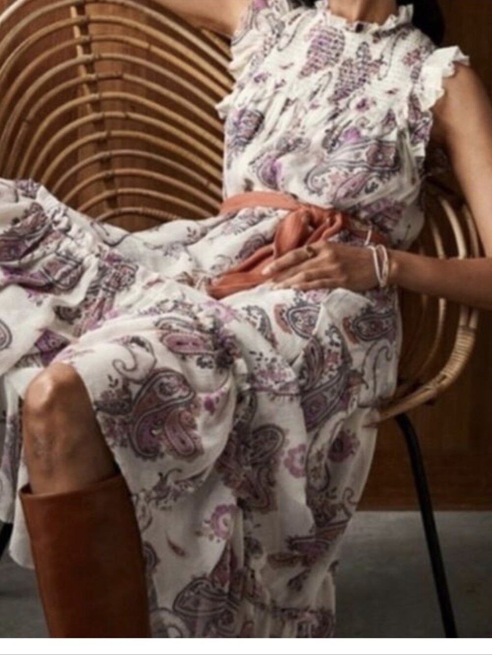 Boho Paisley midi Dress - White & Pink unsubscribed